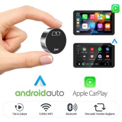 Juo Kablosuz CarPlay Android Auto Kabloludan Kablosuza Çevirici USB ve Type-C Adaptör