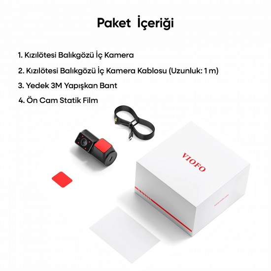 Viofo RNF210 A229 Pro / Plus / Ultra Uyumlu 1080P Kızılötesi Balıkgözü İç Kamera