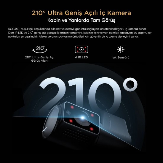 Viofo RCC360 A329S / A329SW Uyumlu 2K Quad HD Kızılötesi Balıkgözü İç Kamera