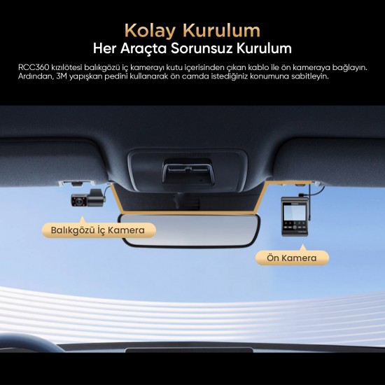 Viofo RCC360 A329S / A329SW Uyumlu 2K Quad HD Kızılötesi Balıkgözü İç Kamera