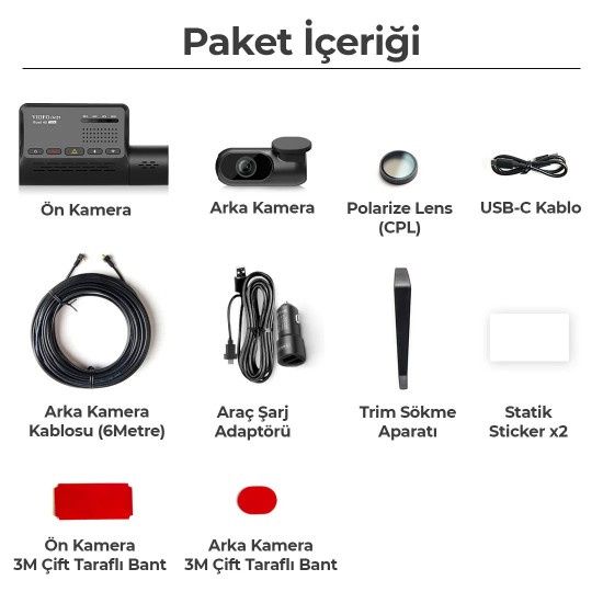 Viofo A139 Çift Kameralı Ön-Arka 2K QHD WiFi GPS’li Araç Kamerası