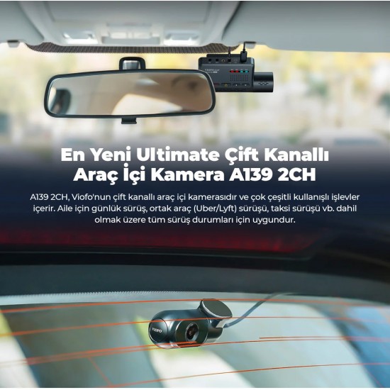 Viofo A139 Çift Kameralı Ön-Arka 2K QHD WiFi GPS’li Araç Kamerası