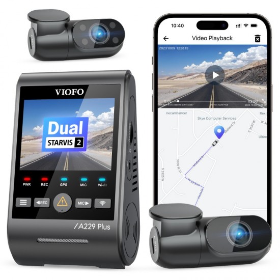 Viofo A229 Plus 3 Kameralı 2K+2K+1080P Wifi GPS’li Araç Kamerası