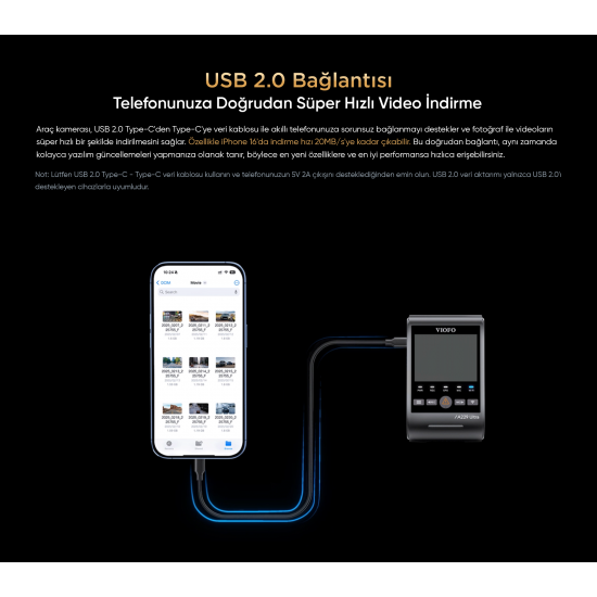 Viofo A229 Ultra 3 Kameralı Ön+Arka+İç 4K+4K+1080P HDR Sony STARVIS 2 Sensörlü Wi-Fi 6 GPS'li Araç Kamerası
