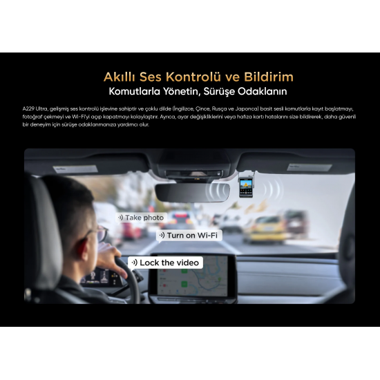 Viofo A229 Ultra 3 Kameralı Ön+Arka+İç 4K+4K+1080P HDR Sony STARVIS 2 Sensörlü Wi-Fi 6 GPS'li Araç Kamerası