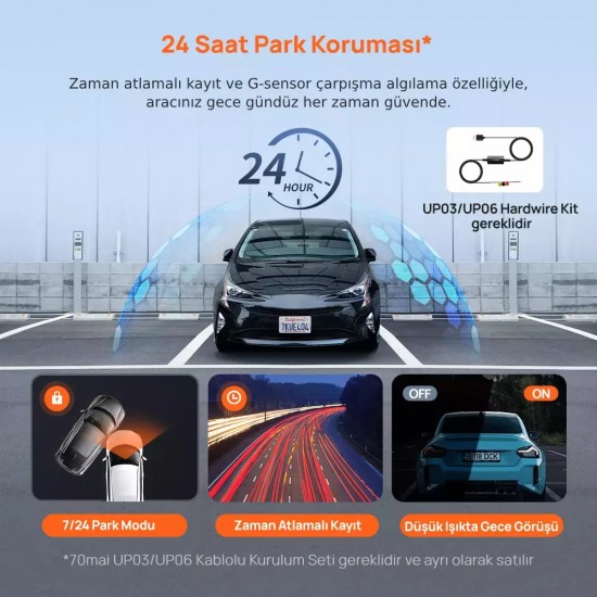 İstanbul/Kocaeli/Sakarya Montaj Dahil 70Mai A410 Çift Kameralı Araç Kamerası Paketi