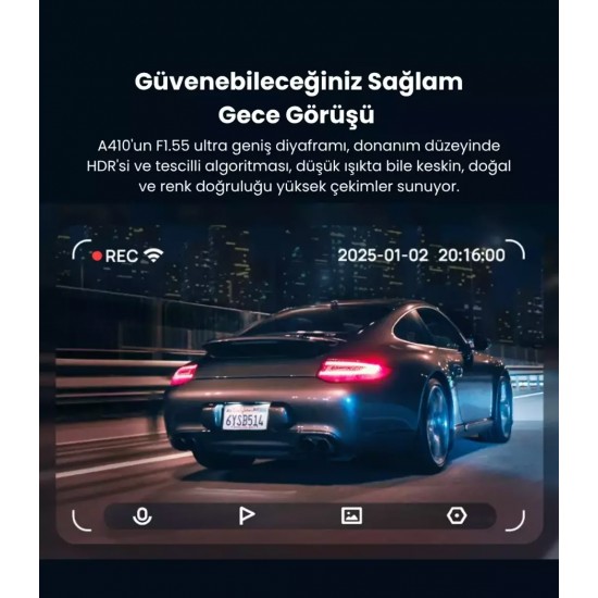 İstanbul/Kocaeli/Sakarya Montaj Dahil 70Mai A410 Çift Kameralı Araç Kamerası Paketi