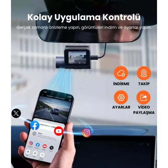 İstanbul/Kocaeli/Sakarya Montaj Dahil 70Mai A410 Çift Kameralı Araç Kamerası Paketi