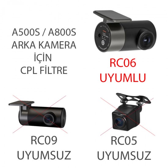 70mai A500S/A800S Arka Kamerası İçin CPL Filtre - RC06 Uyumlu
