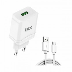 Bix 18W QC 3.0 Hızlı Şarj Cihazı ve Micro USB Kablo Beyaz