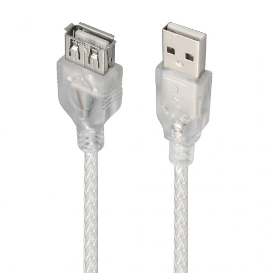 1.5 Metre Şeffaf USB Kablo Uzatma / Dişi USB - Erkek USB
