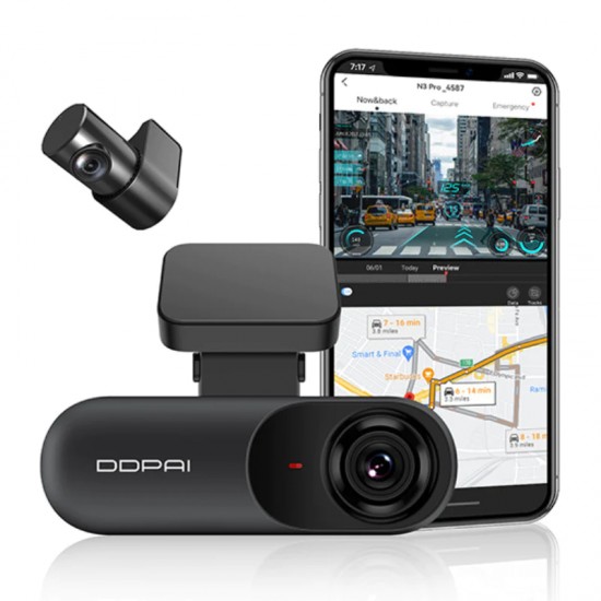 Ddpai Mola N3 Pro 2.5K+1080P Çift Kameralı Kapasitörlü WiFi Araç Kamerası