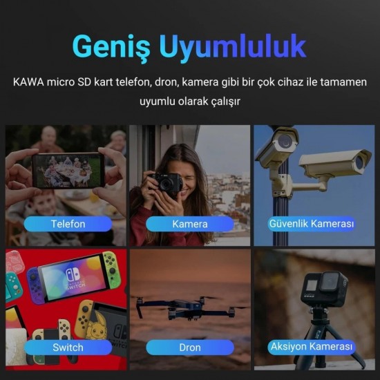 Kawa High Endurance U3 V30 100MB/s Okuma 60MB/s Yazma 128GB Micro SD Hafıza Kartı Kawa High Endurance U3 V30 100MB/s Okuma 60MB/s Yazma 128GB Micro SD Hafıza Kartı