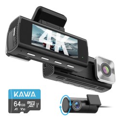 Kawa D10 Çift Kameralı 4K+1080P 64GB High Endurance Hafızalı Araç Kamerası