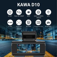 Kawa D10 Çift Kameralı 4K+1080P 64GB High Endurance Hafızalı Araç Kamerası