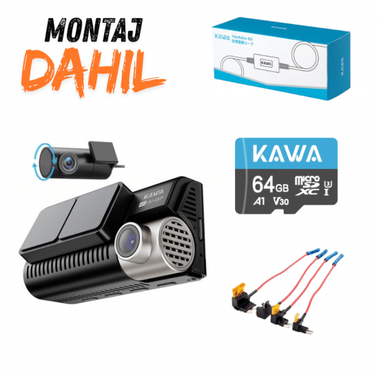 İstanbul/Kocaeli/Sakarya Montaj Dahil Kawa D11 Çift Kameralı Araç Kamerası Paketi