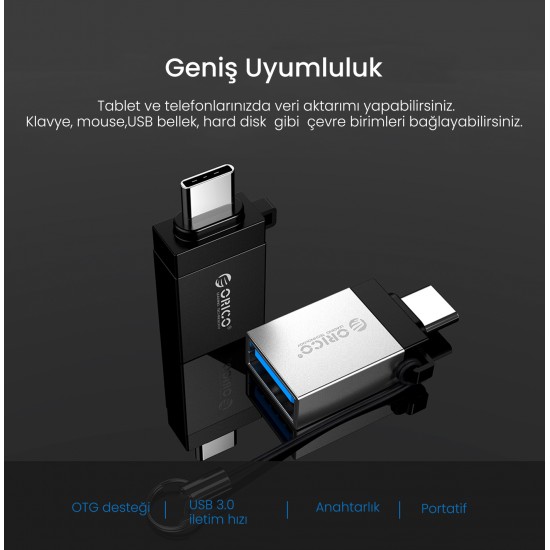 Orico Type-C to USB 3.0 Dönüştürücü Adaptör Siyah