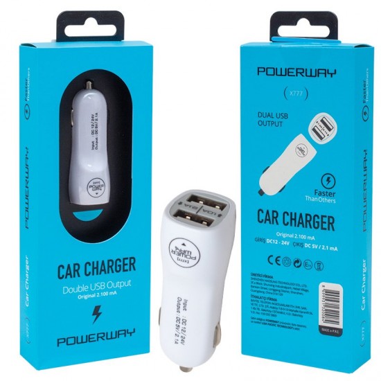 Powerway X-777 Çift USB'li Araç Şarj Cihazı Powerway X-777 Çift USB'li Araç Şarj Cihazı