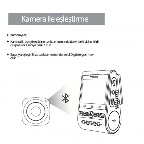 Viofo A129 / A139 / T130 / A229 / A119 Mini İçin Bluetooth Uzaktan Kumanda