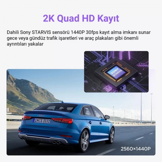 Viofo WM1 2K 30FPS QHD Sony Starvis Sensor Wifi GPS'li Araç Kamerası