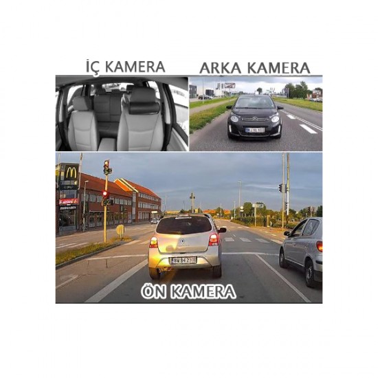 Zenfox T3 WiFi 3 Kameralı 2K Araç Kamerası Zenfox T3 WiFi 3 Kameralı 2K Araç Kamerası